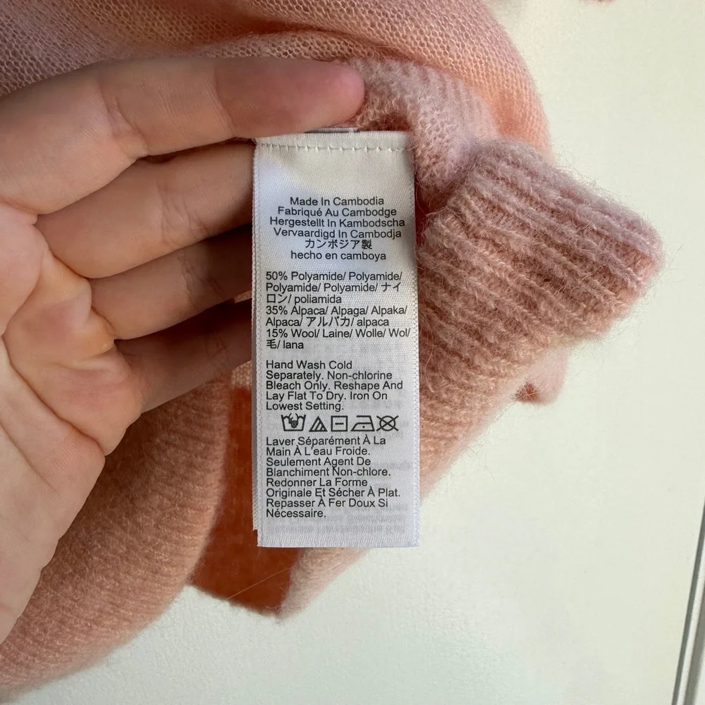 J.Crew Womens Alpaca Wool Blend Short Sleeve Crewneck Sweater Peach Large
